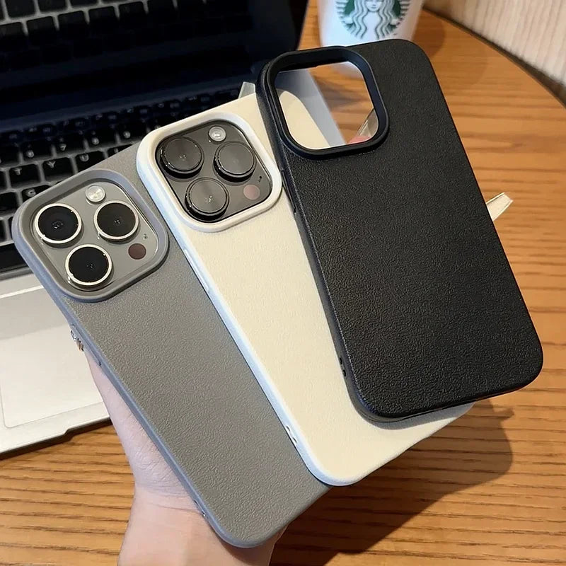 Matte Soft Leather Candy Shockproof Silicone iPhone Case
