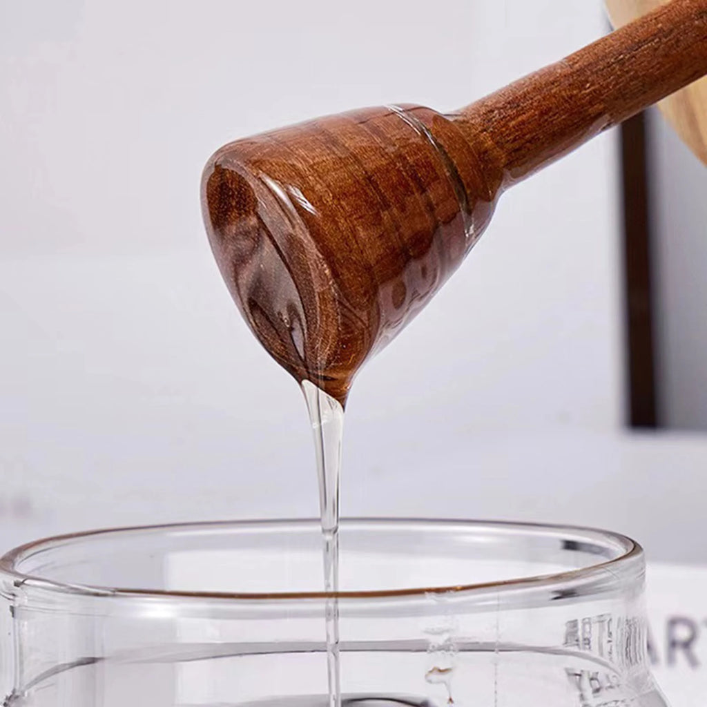 Glass Honey Jar with Dipper Lid Wide Mouth Syrup Dispenser Container