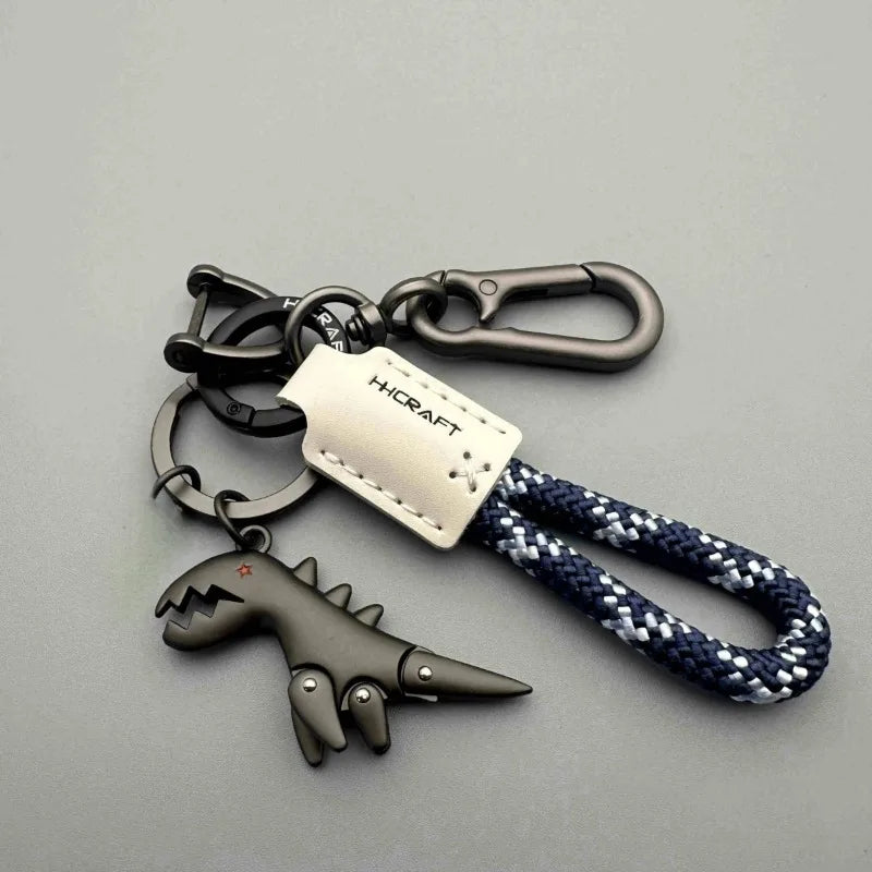 Leather Woven Keychain Metal Car Motorcycle Keyring Handbag Pendant Gift
