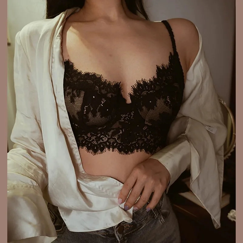 Women Lace Strappy Bralette Backless Retro Vest Bra Sexy Lingerie