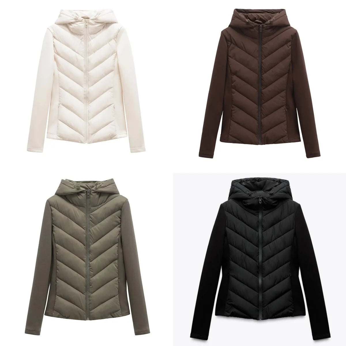 Women Hooded Patchwork Cotton Jacket