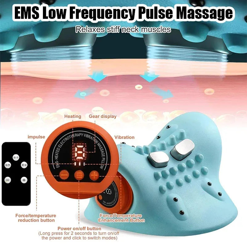 Electric Neck Massager Cervical Traction Pillow Vibration Kneading Relax Tool