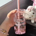Hello Kitty Pink Straw Cup Large Capacity Transparent Water Bottle