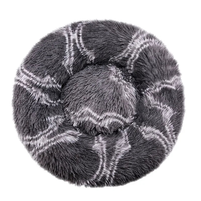 Round Plush Pet Bed – Soft Calming Donut Bed for Dogs and Cats