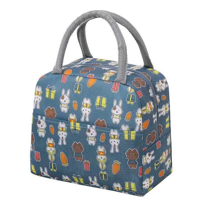 Cartoon Insulated Lunch Bag Kids Portable Thermal Bento Cooler Bag
