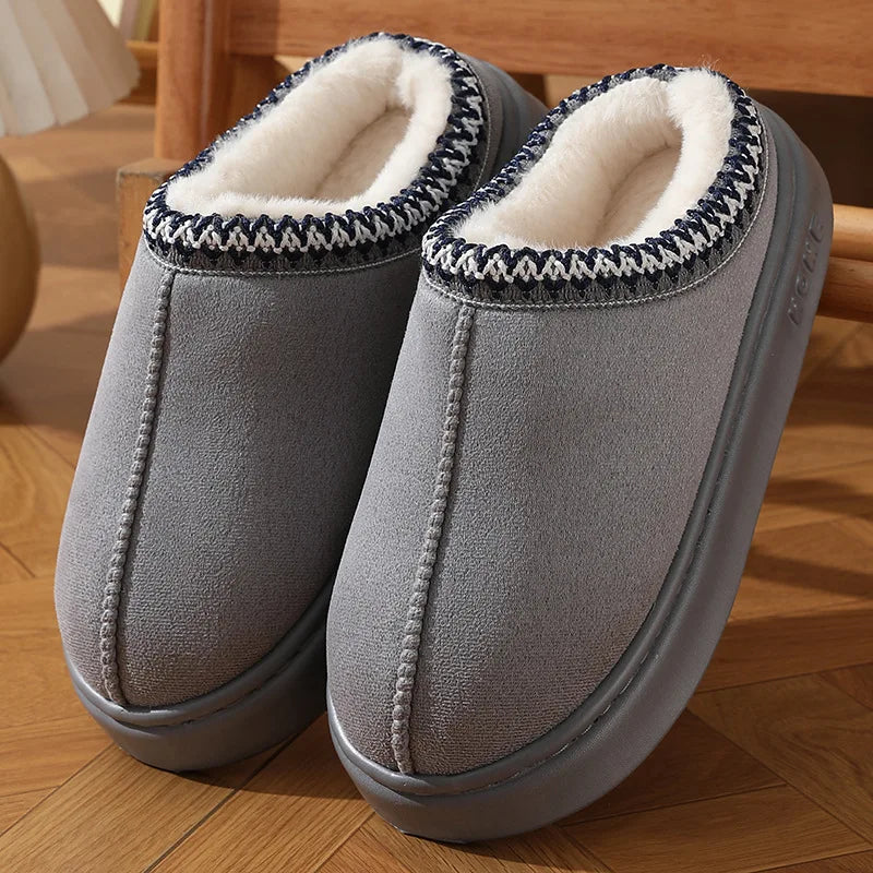 Fluffy Winter Slippers Women Plush Warm Indoor Shoes Anti Slip Soft Home Slippers Unisex Cozy House Slides