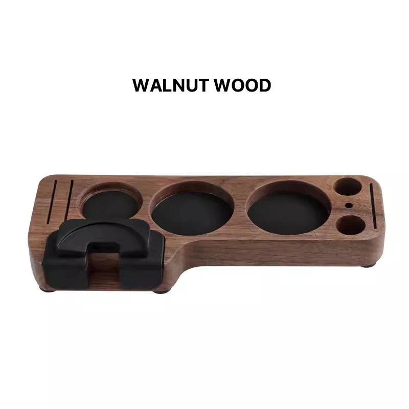 Espresso Tamper Mat Station Walnut Wood Portafilter Holder 51 54 58mm