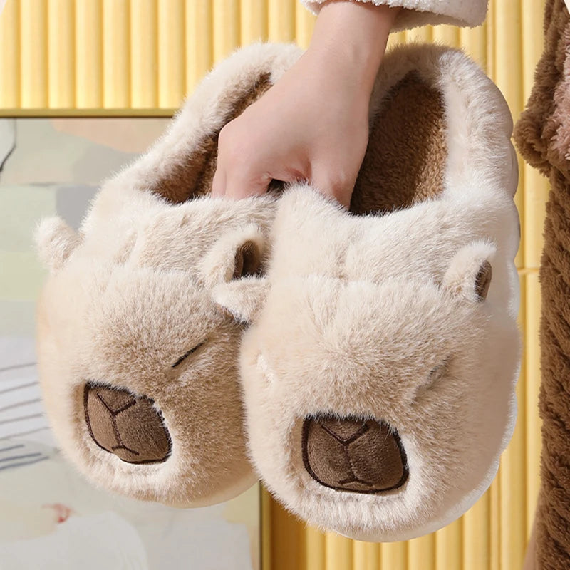 Women Capybara Cotton Slippers Warm Soft Sole Non Slip Home Slides