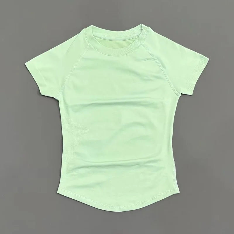Women Seamless Sports Top Short Sleeve Yoga Gym Running Slim Fit Active Tee