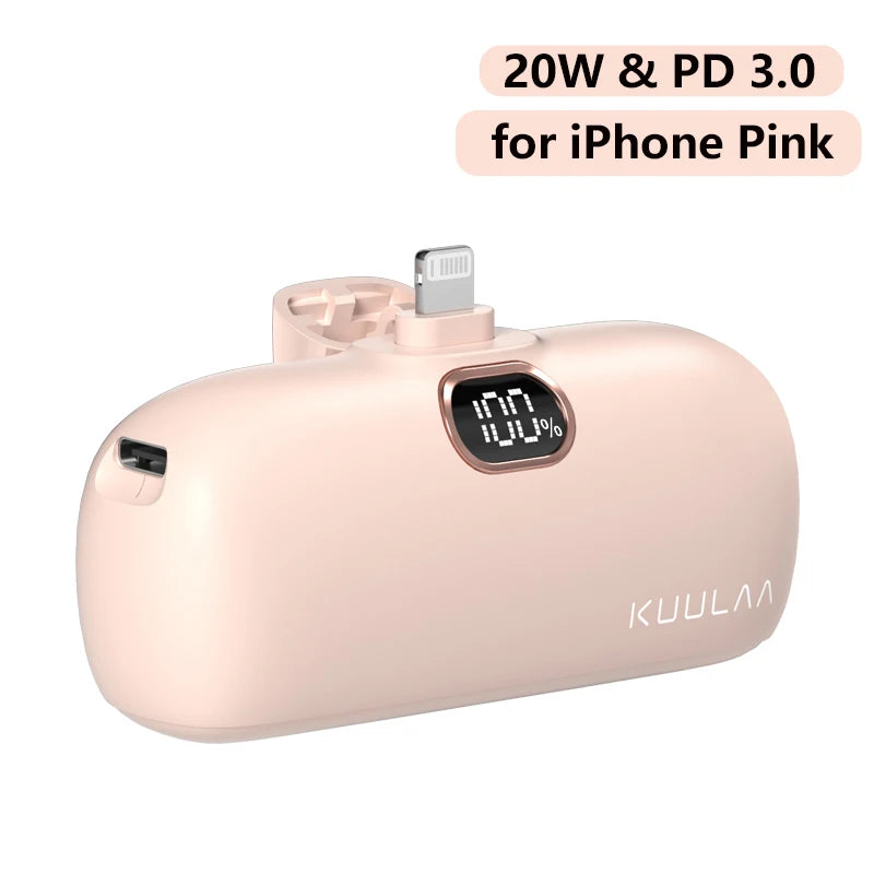 Mini Power Bank 5000mAh PD 3.0 Fast Charging Portable Charger USB-C External Battery for iPhone Samsung Android