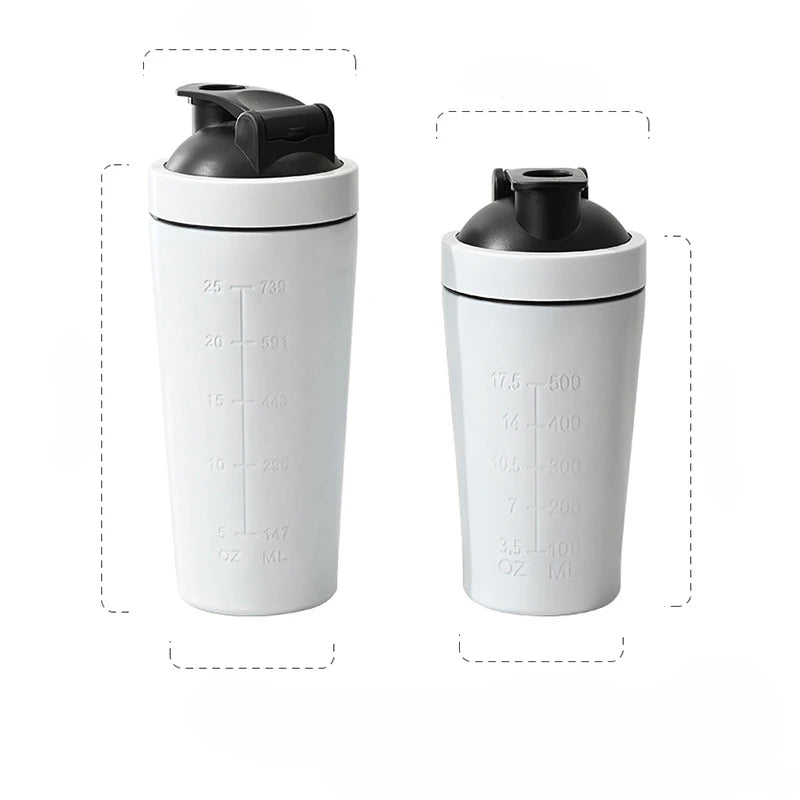 Stainless Steel Protein Shaker Bottle 500ml–750ml – Leakproof Gym Shaker Cup with Mixing Ball for Whey & Fitness