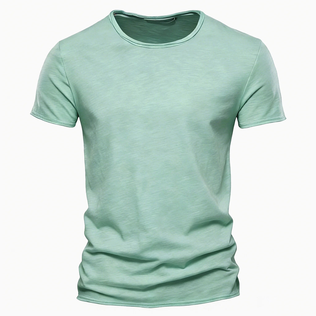 Men Cotton V-Neck Slim Fit T Shirt Short Sleeve Fashion Basic Tee