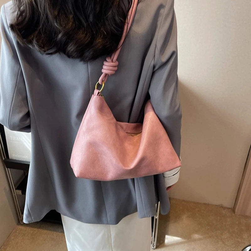 Women Soft Leather Shoulder Bag Geometric Crossbody High End Fashion Handbag