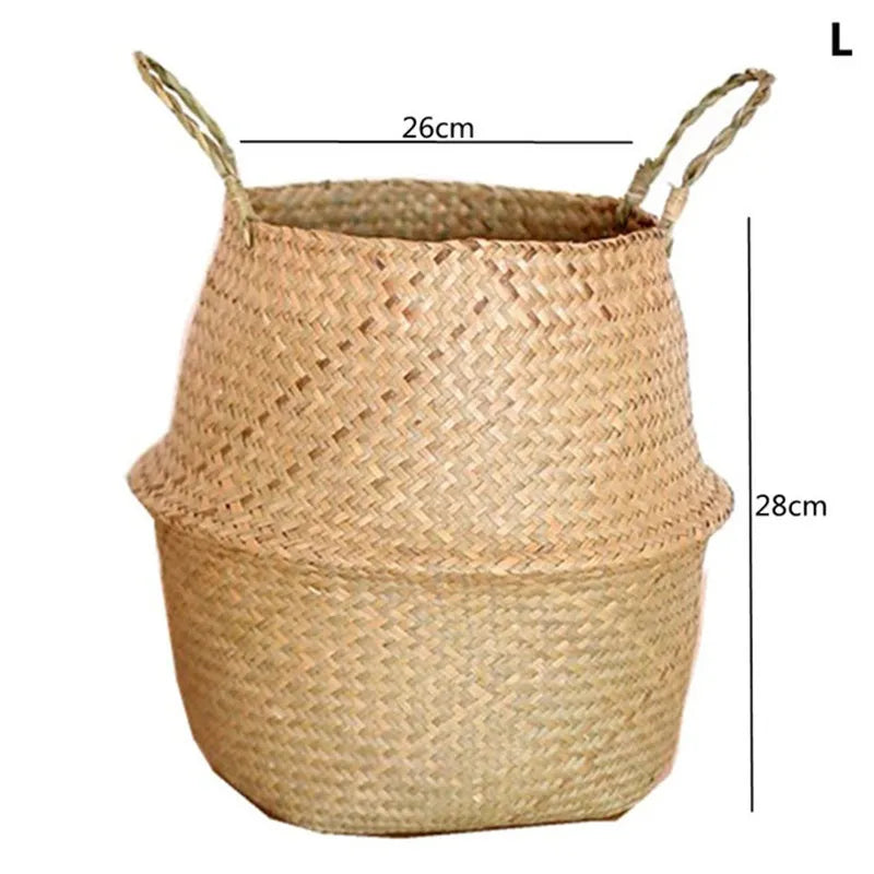 Straw Weaving Plant Pot Basket Grass Planter Cover Indoor Outdoor Flower Container
