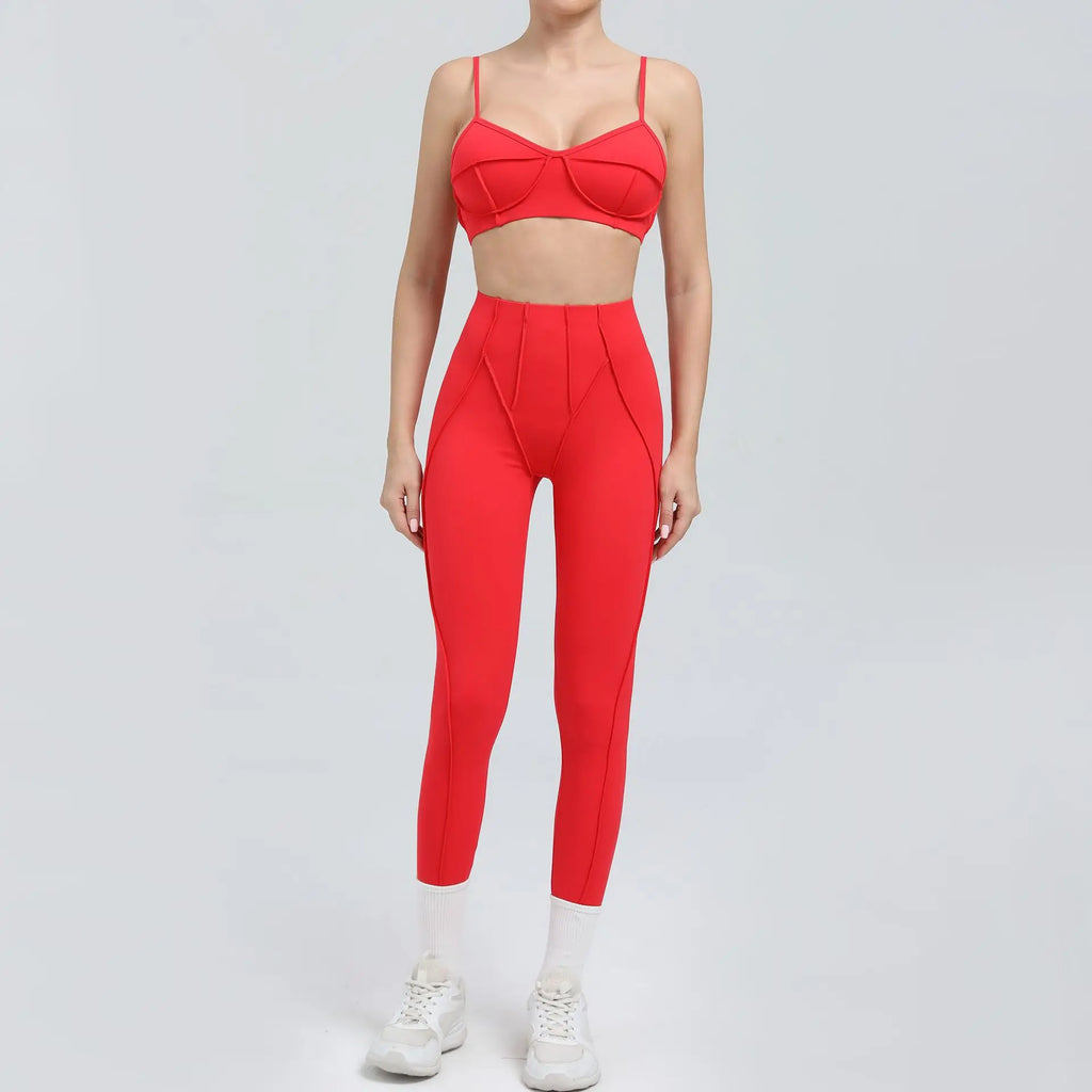 Women Seamless Yoga Set High Waist Hip Lifting Gym Sports Bra & Leggings Suit