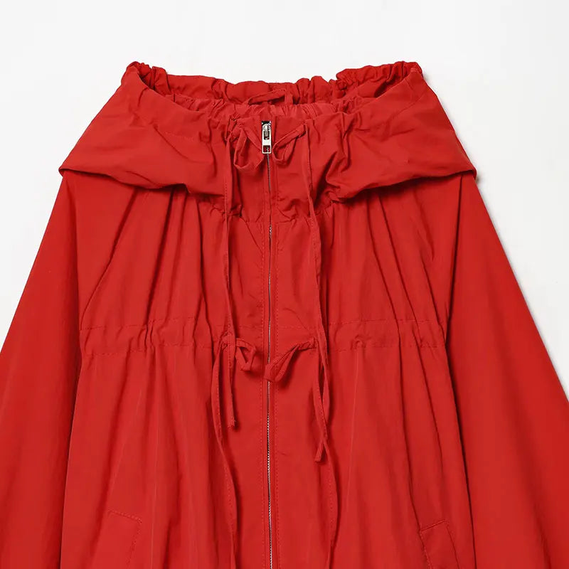 Women Red Hoodie Jacket Y2K