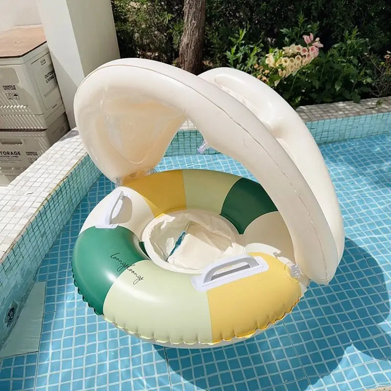 Baby Pool Float Ring with Sunshade Inflatable Swimming Float for 3–36 Months