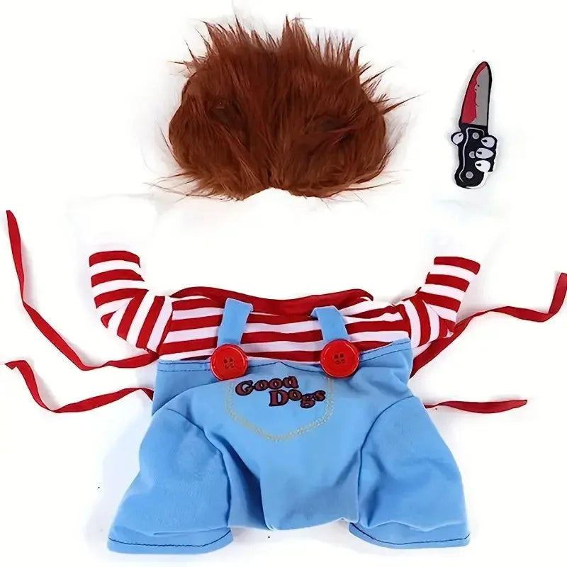 Halloween Funny Doll Pet Costume with Wig for Dogs and Cats