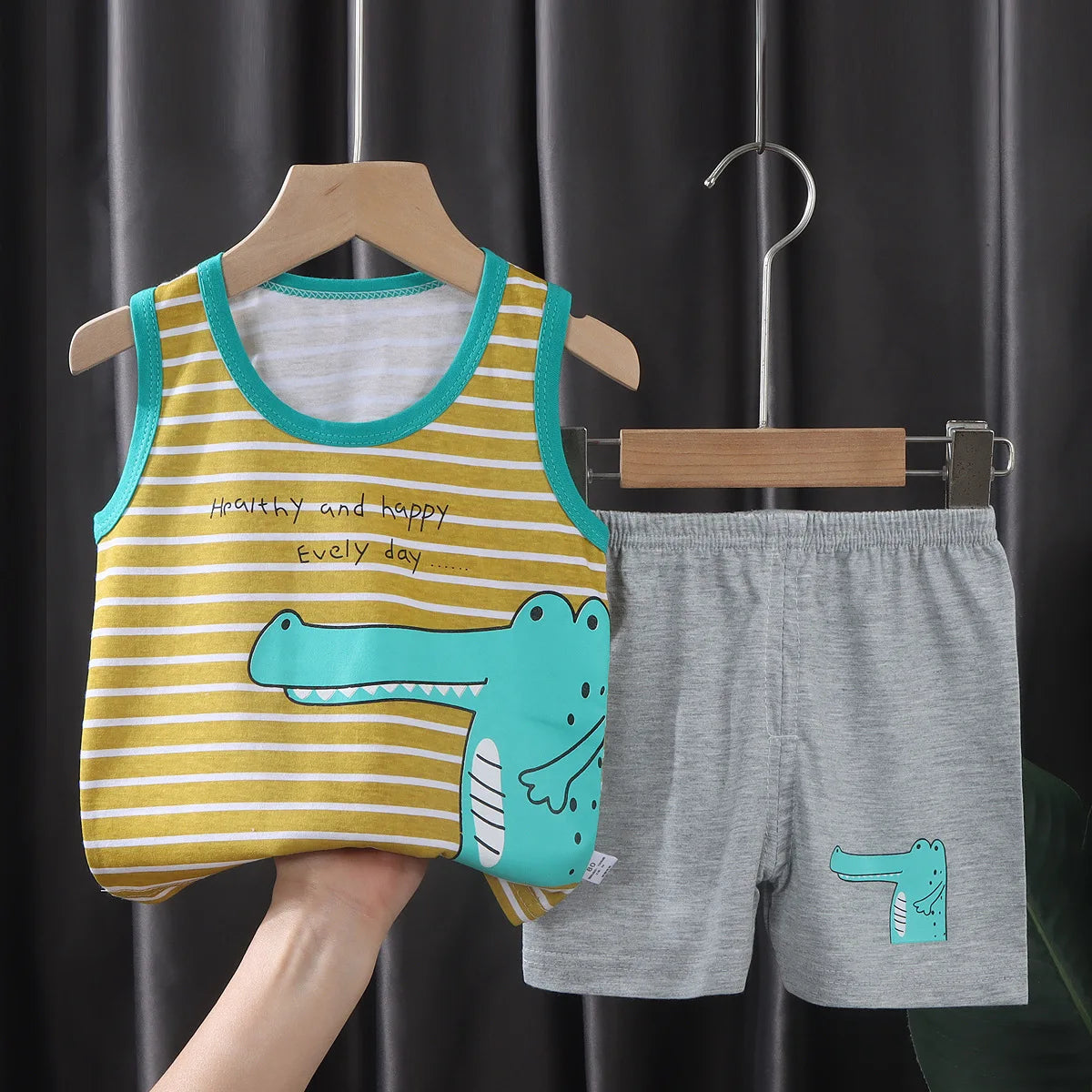 Kids Summer Sleeveless T Shirt and Shorts Set 2pcs