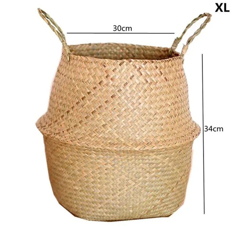 Straw Weaving Plant Pot Basket Grass Planter Cover Indoor Outdoor Flower Container