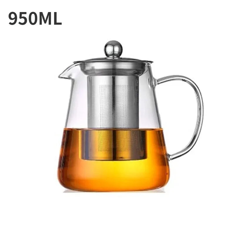 Glass Teapot with Infuser Heat Resistant Borosilicate Clear Tea Kettle