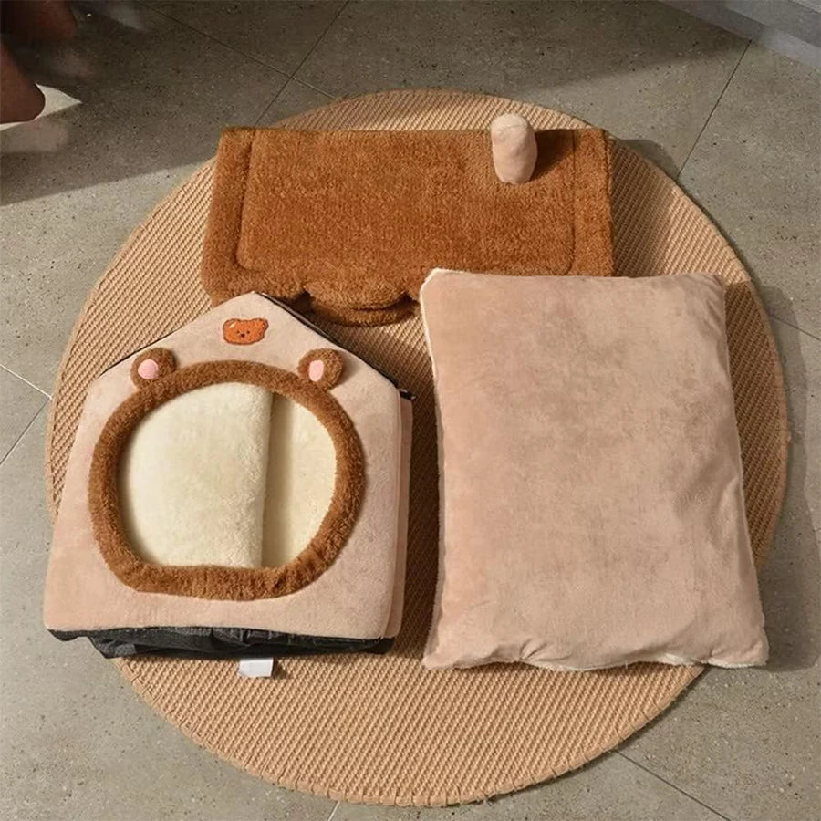 Foldable Washable Pet House Bed for Cats and Small Dogs