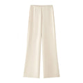Women Satin Pants Set High Waist Straight Leg 2 Piece Outfit