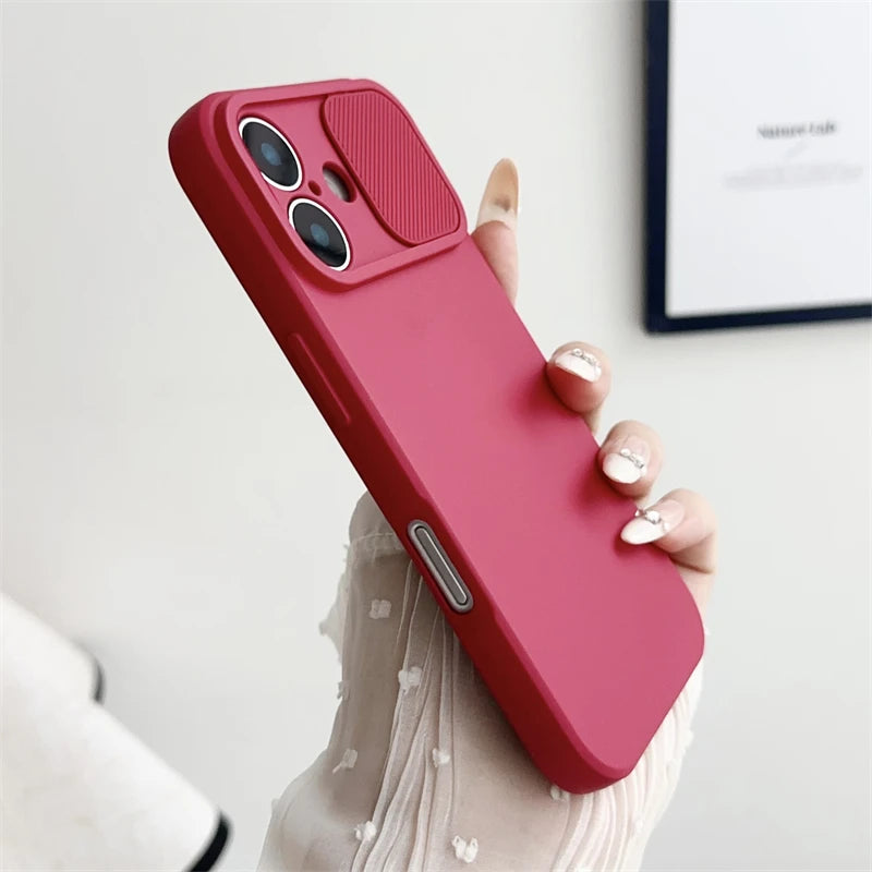 Slide Camera Lens Protection Silicone Shockproof Bumper iPhone Case