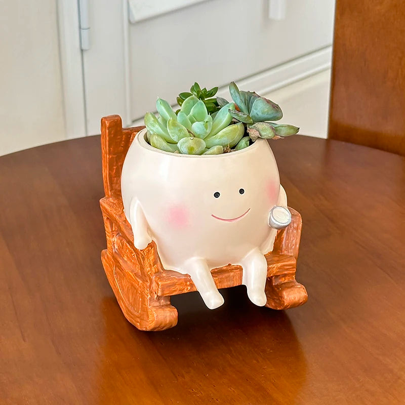 Smiling Face Swing Flower Pot Cute Succulent Planter