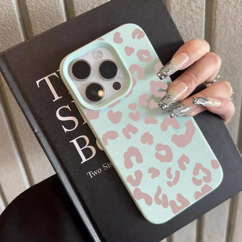 Pink Leopard Lichee Pattern Silicone iPhone Case