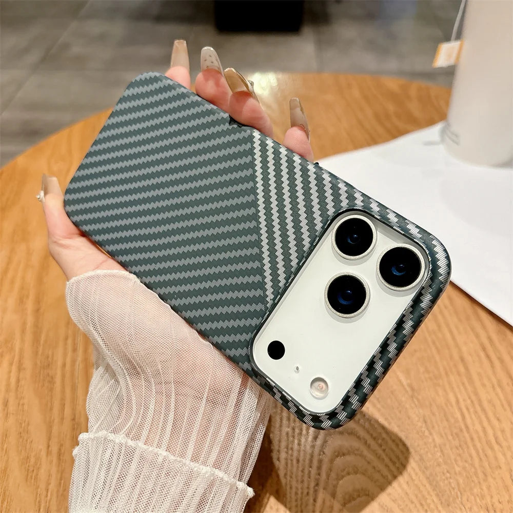 Colorful Carbon Fibre Magnetic Wireless Charge iPhone Case