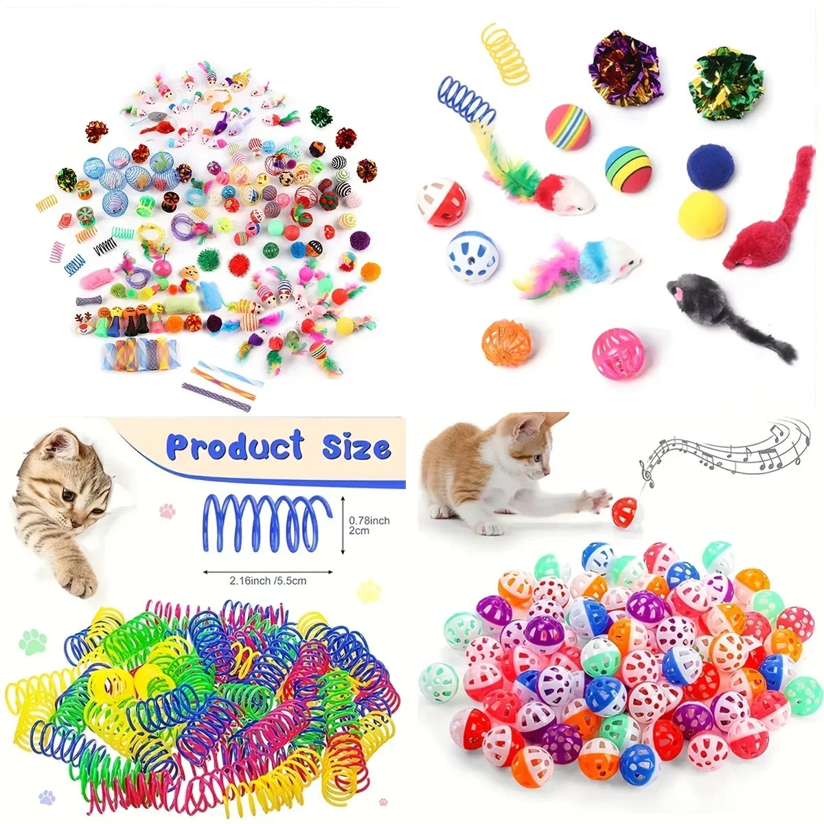 Cat Toy Set Variety Pack – Interactive Toys for Indoor Cats (14/28/56PCS)