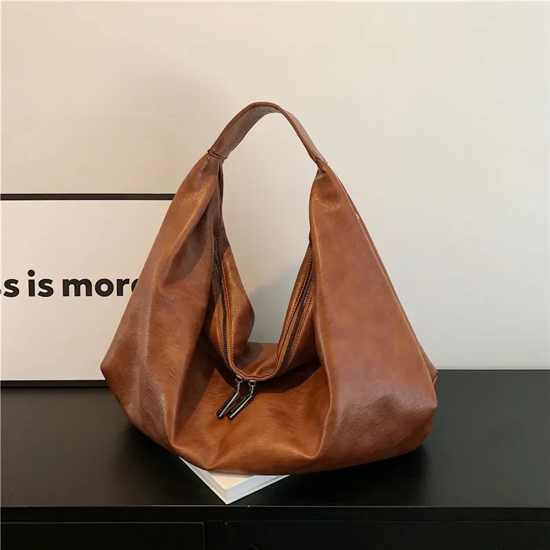 Women Large Black Hobo Shoulder Bag Soft Leather Tote Crossbody Travel Handbag