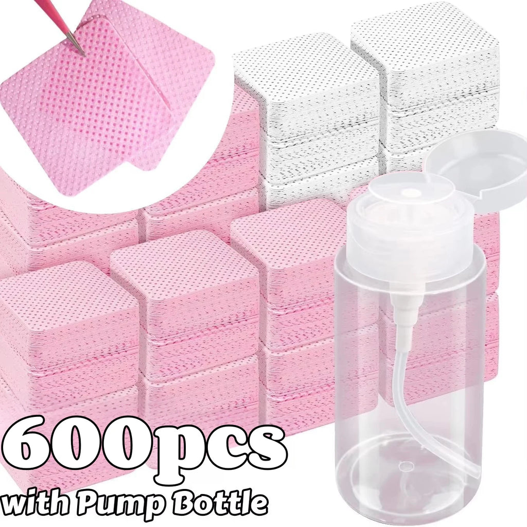 Lint-Free Nail Wipes 600pcs with Pump Bottle
