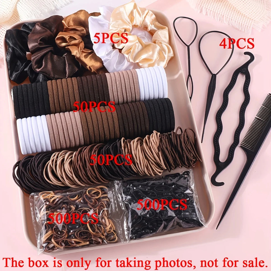 Hair Accessories Set Scrunchies Elastic Bands Ponytail Kit Women Fashion Bundle