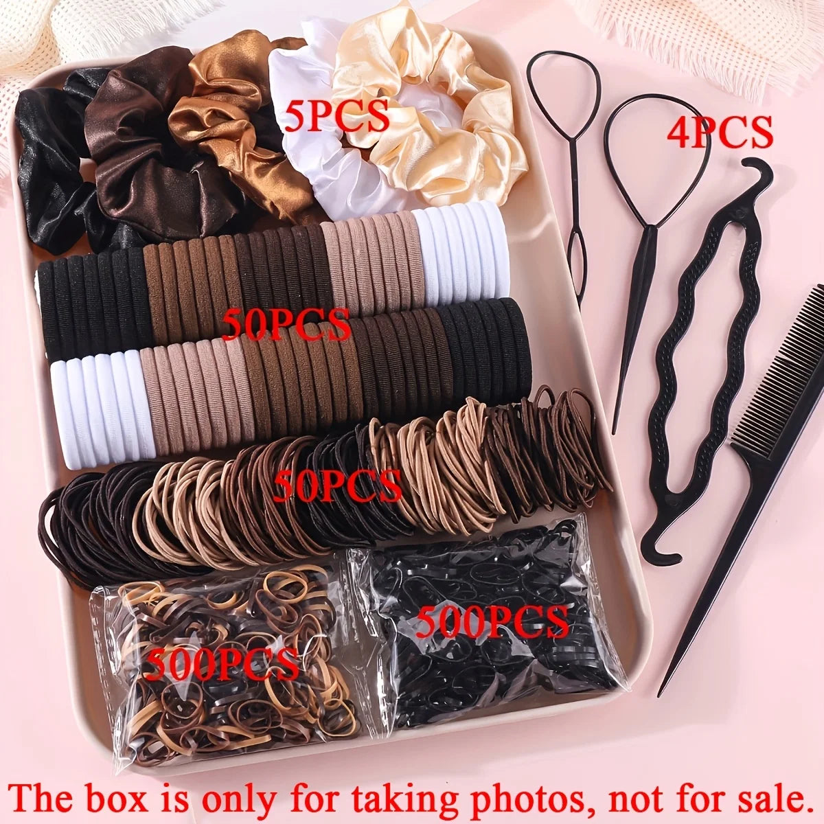 Hair Accessories Set Scrunchies Elastic Bands Ponytail Kit Women Fashion Bundle