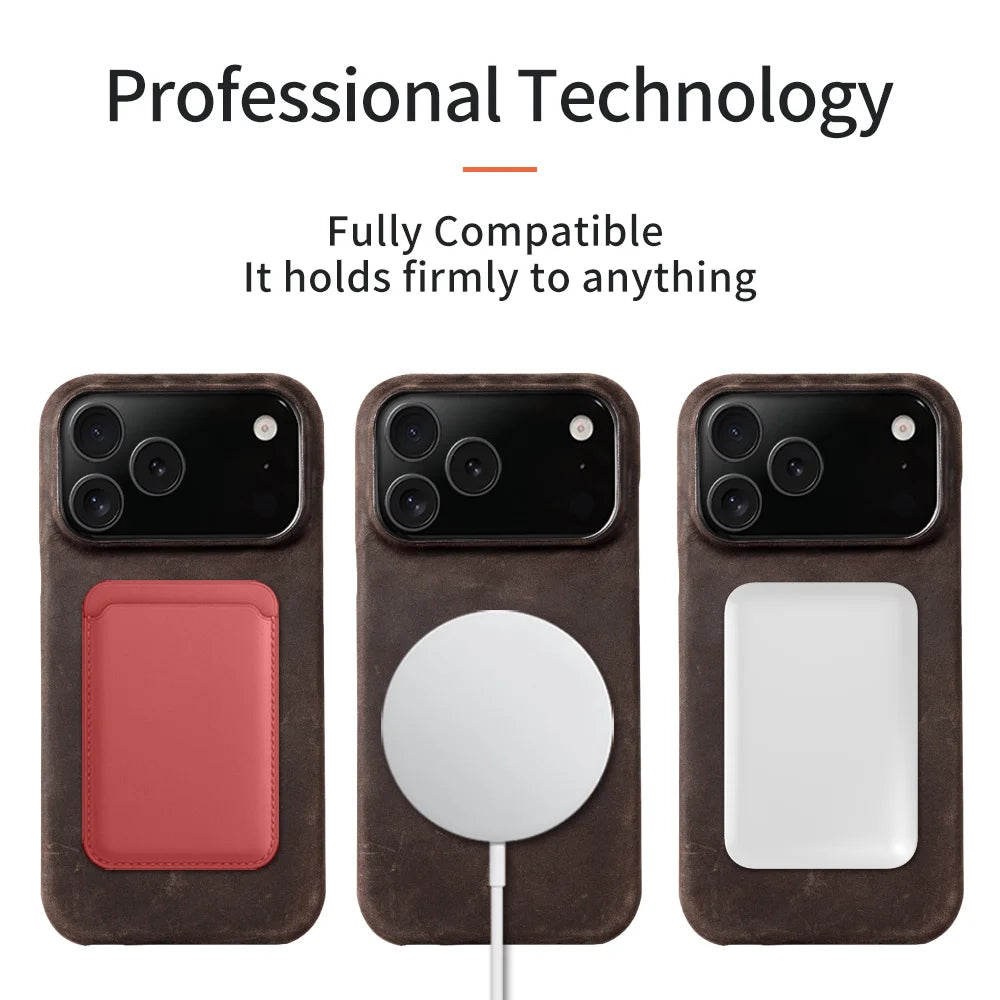 Genuine Pull Up Leather MagSafe iPhone Case