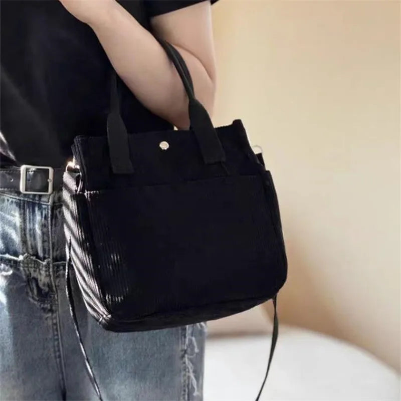 Corduroy Tote Bag Multi Pocket Crossbody Shoulder Satchel for Women