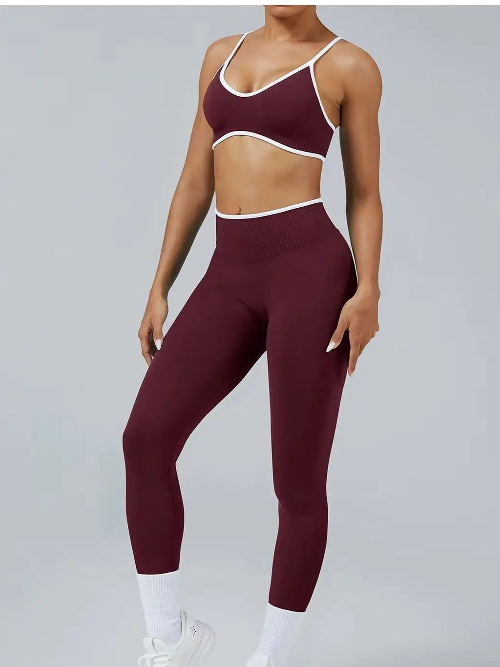 Color Block Yoga Set Women Sports Bra High Waist Shorts Gym Fitness Activewear