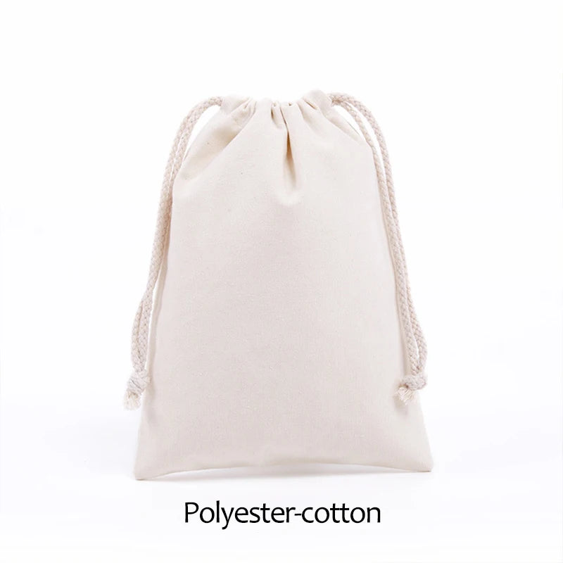 Cotton Drawstring Storage Bag Reusable Canvas Gift Pouch Dustproof Organizer