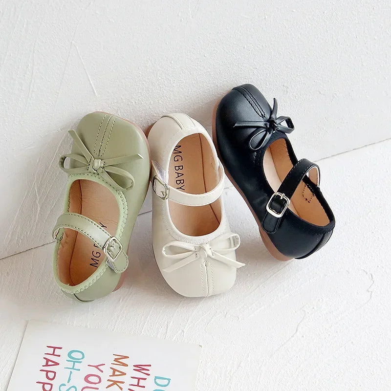 Baby Girls Mary Jane Flats Butterfly PU Leather Shoes for Kids