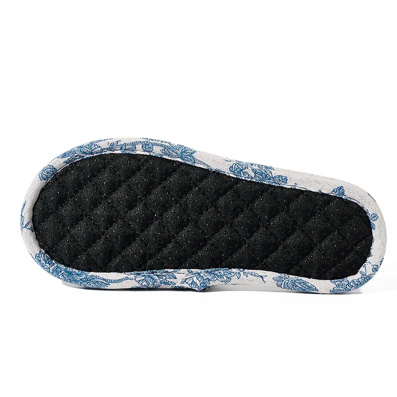 Floral Cotton Slippers Lightweight Anti Slip Indoor Home Shoes for Women Couples
