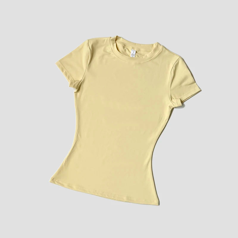 Women Seamless Yoga Top Short Sleeve Gym Running Shirt