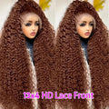 Chocolate Brown Deep Wave Wig – HD Lace Front Human Hair Glueless Wig