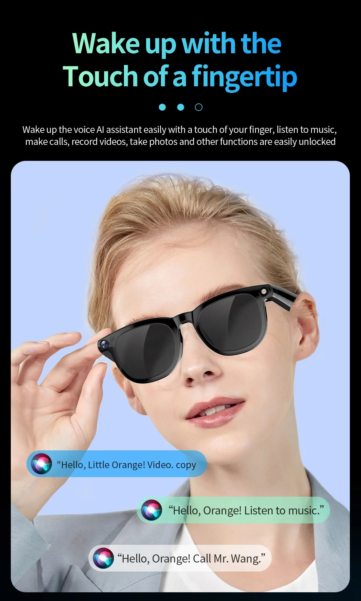 4K AI Smart Glasses Camera Bluetooth Voice Call Translation Waterproof