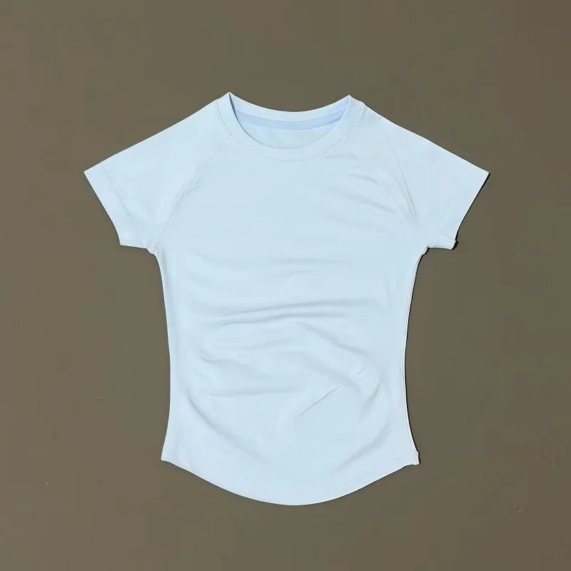Women Seamless Gym T-Shirt Quick Dry Workout Top Fitness Yoga Sports Tee