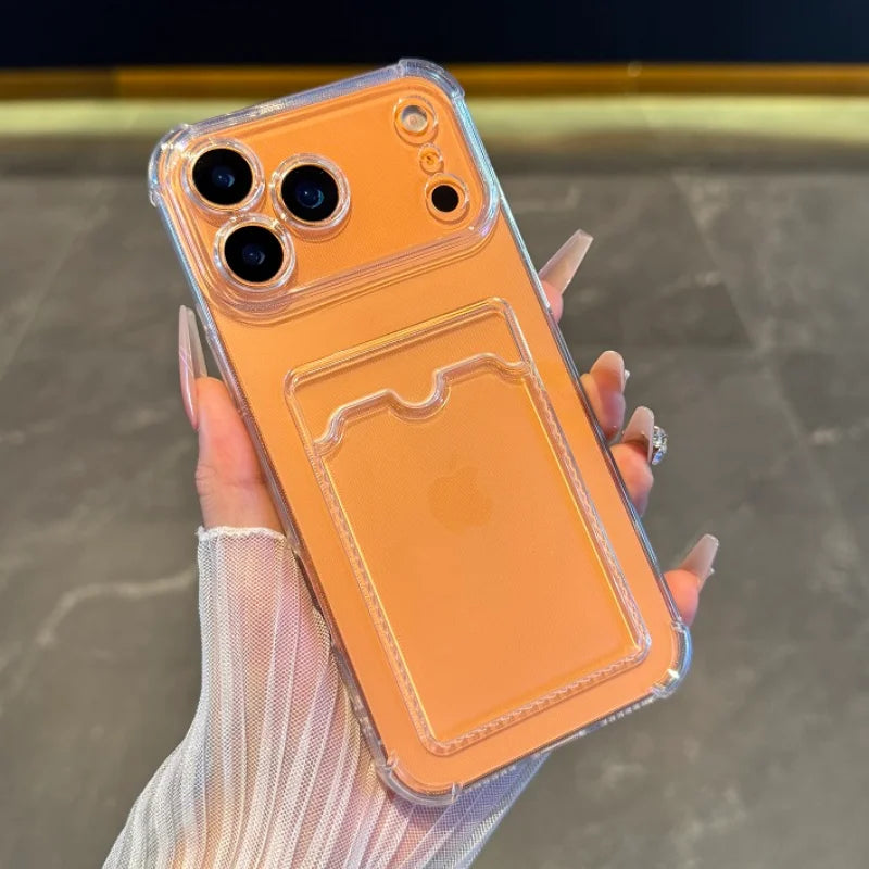 Soft Card Holder Transparent Bumper iPhone Case