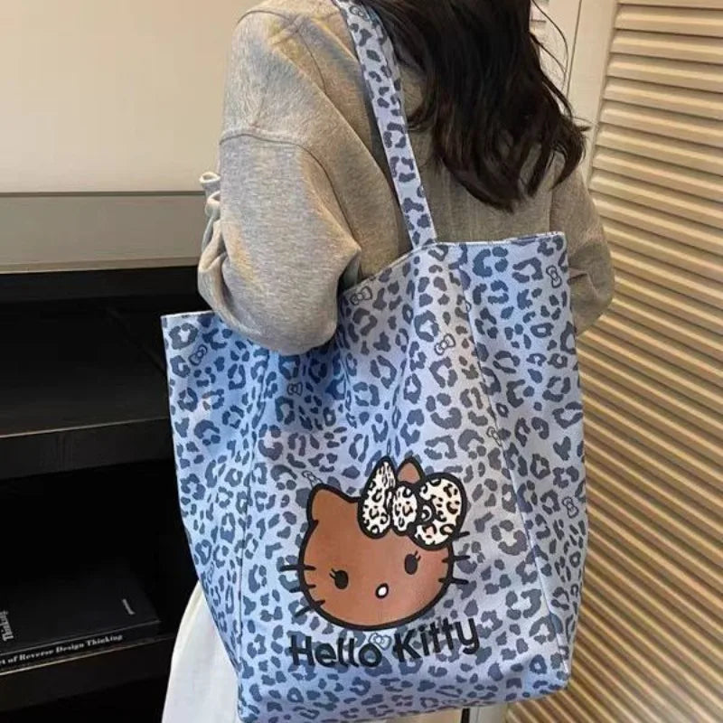 Hello Kitty Leopard Canvas Tote Messenger Bag