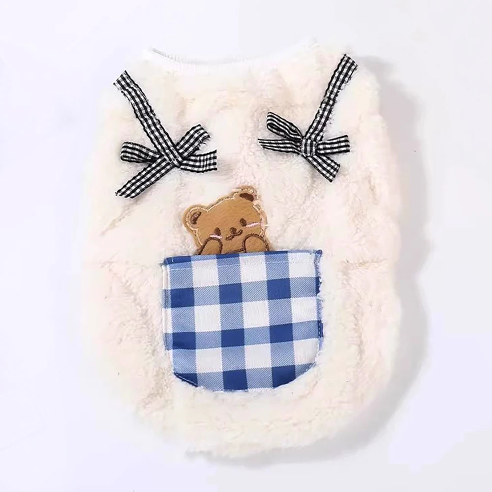 Cozy Plush Pet Vest Warm Fleece Dog Cat Sleeveless Coat Indoor Outdoor Wear