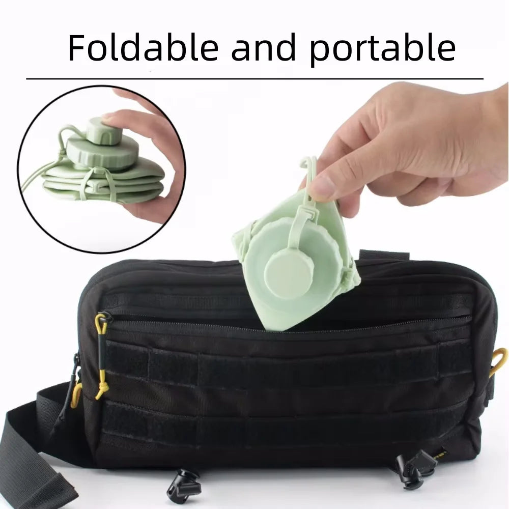 Collapsible Silicone Water Bottle 600ml – Foldable Leakproof Travel Bottle for Gym, Hiking & Outdoor